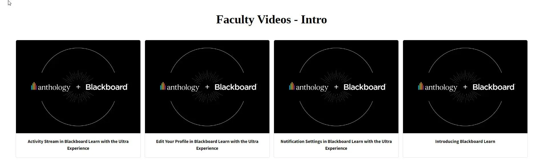 Blackboard Ultra Video and Help Resource Page